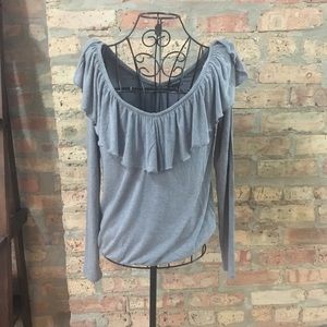 Grey express off the shoulder long sleeve